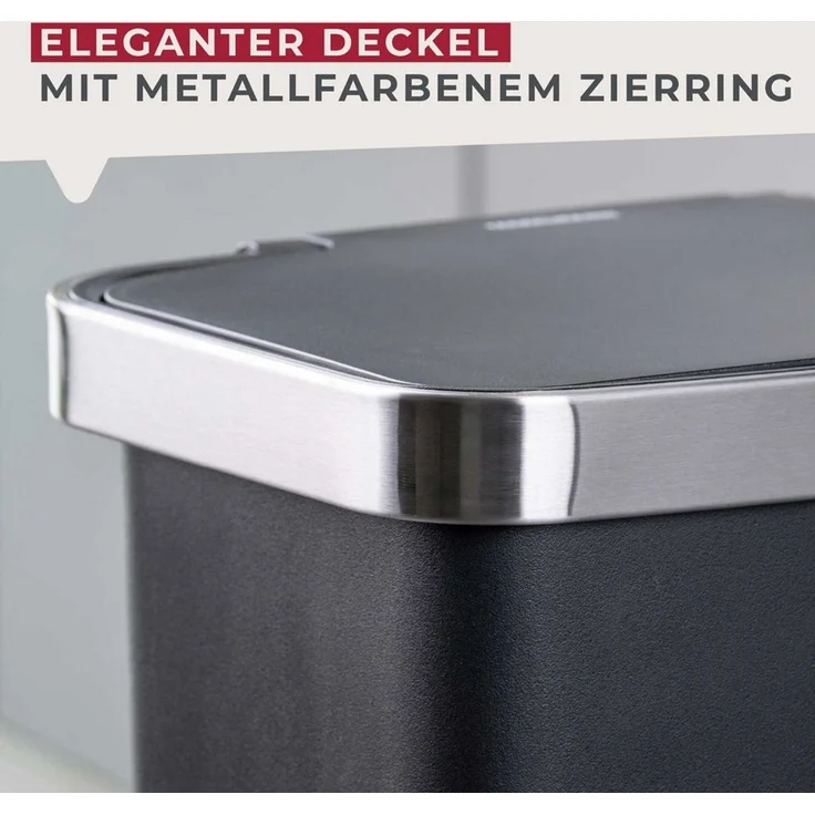 FACKELMANN Mülleimer SEATTLE, Pedal-Abfalleimer 45L, stilvoller Mülleimer mit Soft-Close System & robustem Pedal – Bild 3