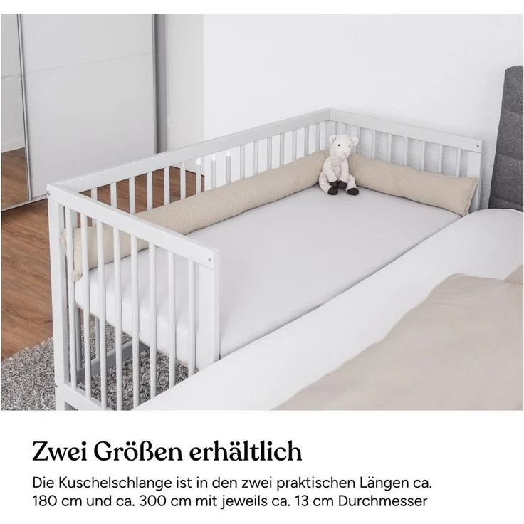 Ehrenkind Nestchenschlange Bettschlange aus 100% Bio-Baumwolle, Schutz und Geborgenheit, (Kuschelschlange, Bettumrandung Babybett), Bettschlange Baby – Bild 3