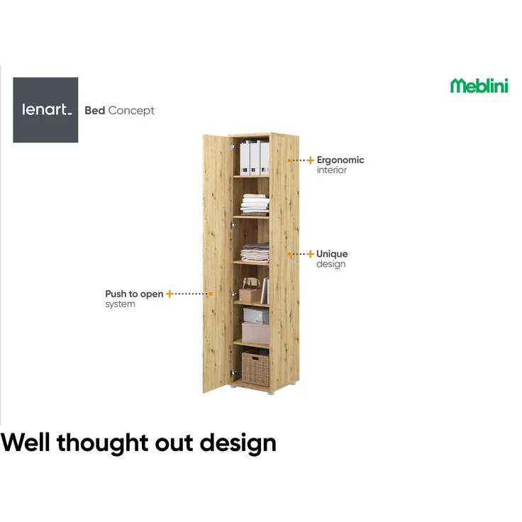 MEBLINI Schrank für Schrankbett Bed Concept - Hochschrank mit Regalen - BC-21 - Artisan Eiche – Bild 5