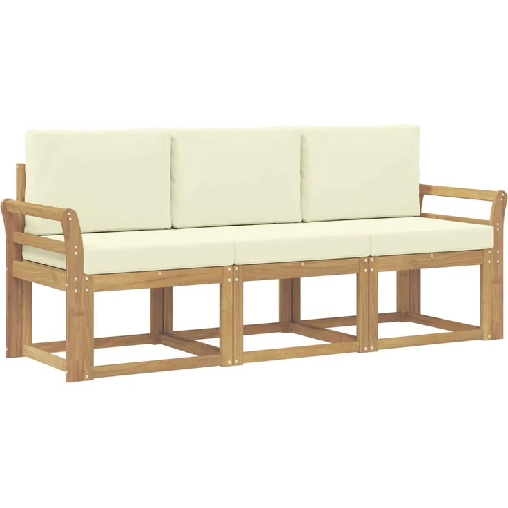 vidaXL Outdoor-Sofagarnitur 3 stk. Weiß und Creme 194 x 63 x 73 cm 3387174 – Bild 2