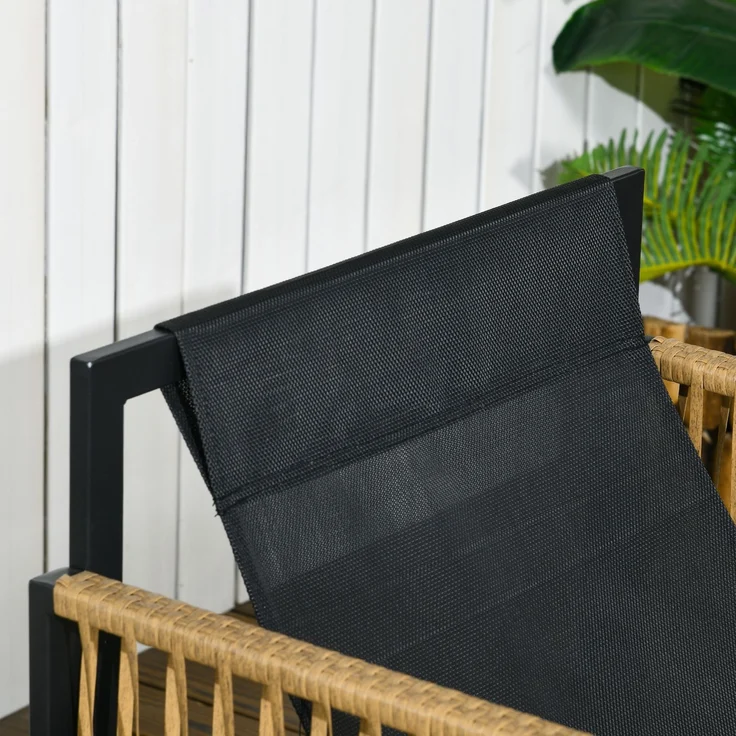 Couchtisch mit Gartensitzgruppe, 41,5x65x36 cm, Dunkelgrau, Polyrattan und Glas – Bild 7