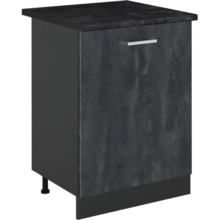 Küchenunterschrank R-Line Schwarz Beton/Anthrazit 60 cm mit 1 Tür Arbeitsplatte Anthrazit Vicco – Bild 1