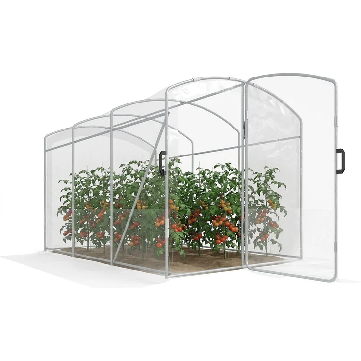 Outsunny Tunnelgewächshaus, PE, verzinktes Stahl, Transparent, 300L x 200B x 195Hcm – Bild 1