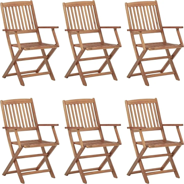 vidaXL Klappbare Gartenstühle 6 Stk. mit Kissen Massivholz Akazie 3074962
