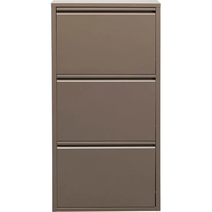 Kare Design Schuhschrank Caruso, Taupe, Stahl, mit 3 Klappen, Schuhablage für 6 Paar Schuhe, schmal, platzsparend, hoch, Schuhregal, Eingangsbereich, 103 x 50 x 15 cm (H/B/T) – Bild 1