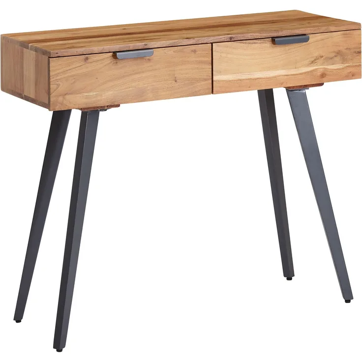 Wohnling Konsolentisch, Akazie Massivholz / Metall mit Schubladen, 90 x 78 x 36 cm