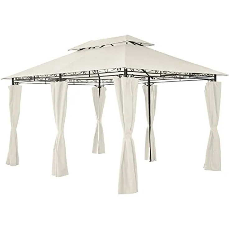 Mondeer Gartenpavillon 3x4m, Premium Pavillon mit Seitenwänden und Reißverschlüssen, stabiles Metallrahmen, 180g/m² wasserdichtes Dach, modern und luxuriös, beige