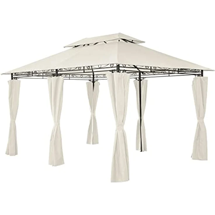 Mondeer Gartenpavillon 3x4m, Premium Pavillon mit Seitenwänden und Reißverschlüssen, stabiles Metallrahmen, 180g/m² wasserdichtes Dach, modern und luxuriös, beige – Bild 1