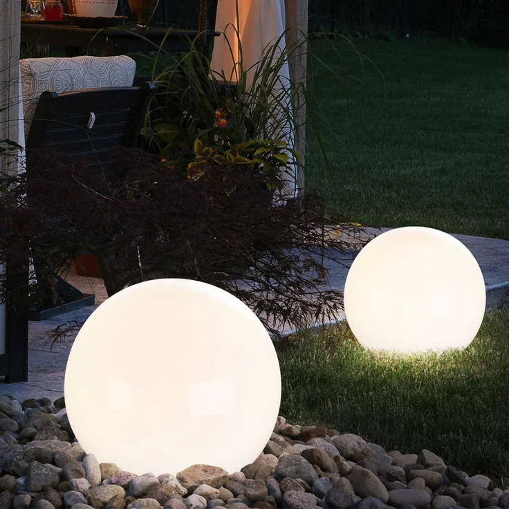 7er Set LED Solarkugel weiß, Erdspieß, DxH 10x38 cm – Bild 8