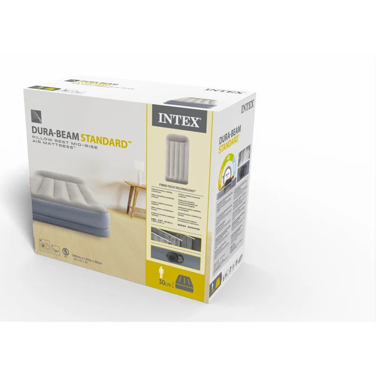 Intex 'DuraBeam Mid-Rise' Luftbett mit eingebauter, elektrischer Pumpe, PVC grau / hellgrau, 99x191 cm – Bild 11