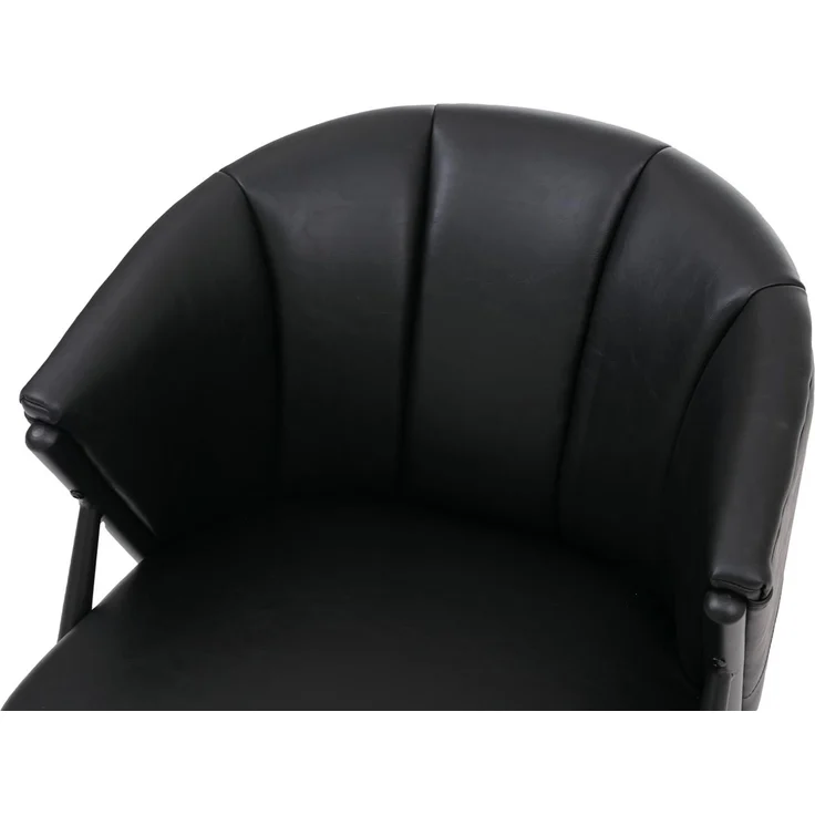 Sessel HWC-P30, Polster-/Cocktail-/Clubsessel Lounge Chair Vintage Retro Industrial Metall Kunstleder ~ schwarz – Bild 7