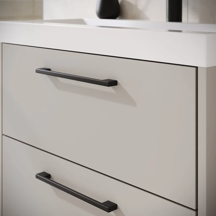 Badplaats Badmöbel Komplettset Florence XL 60 x 35 cm Cashmere - Badezimmermöbel mit Waschbecken, Spiegelschrank und 2 Hochschränke – Bild 5