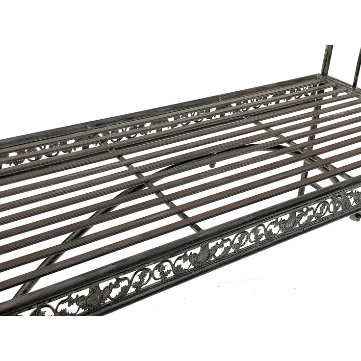 DanDiBo Gartenbank Wetterfest ohne Rückenlehne aus Metall Braun 96001 140 cm Bank Metallbank Sitzbank Garten – Bild 3