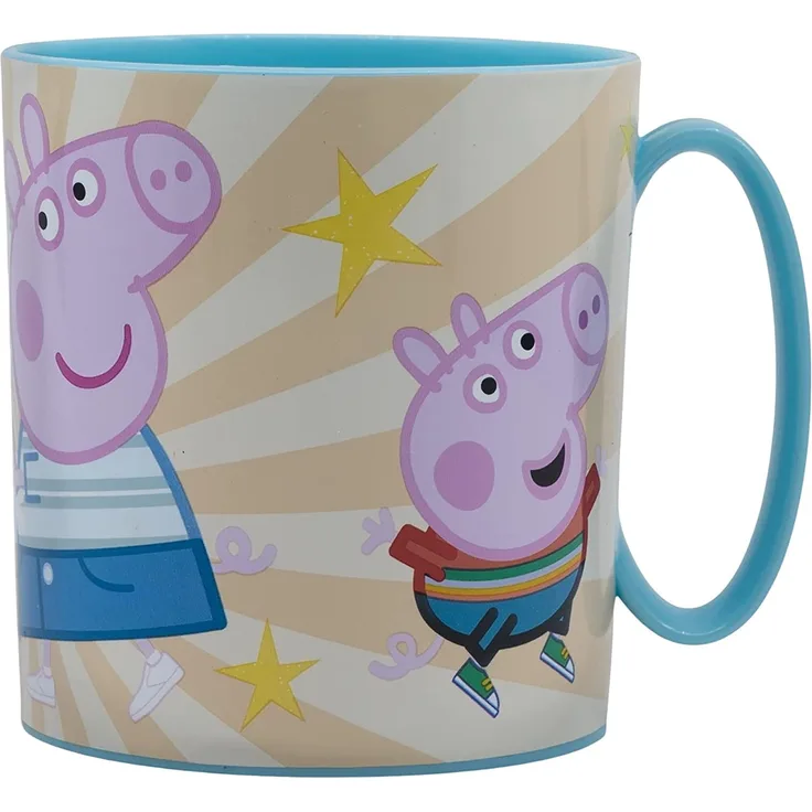 Peppa Pig Becher Mikrowellengeeigneter Kunststoffbecher 390 ml – Motivbecher für Kinder