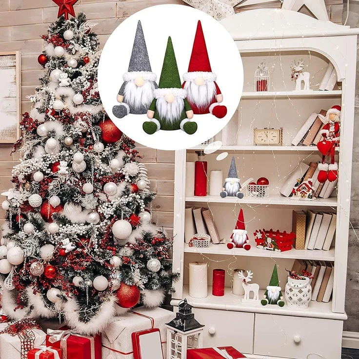 3er Set handgemachte schwedische Weihnachtszwerg Puppen für Kamin Büro Deko – Bild 7