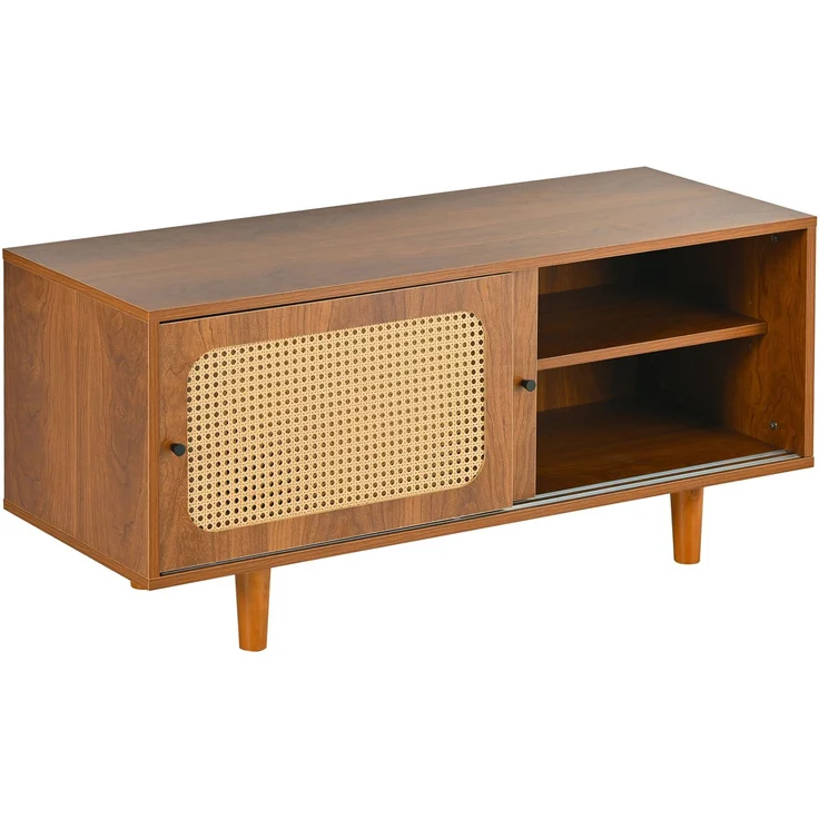 Merax Rattan Schuhschrank 104*40*48 cm mit 2 Türen mit verstellbare Ablage Walnussfarbe formschöner Schuhschrank für Flur, Wohn- und Schlafzimmer – Bild 9