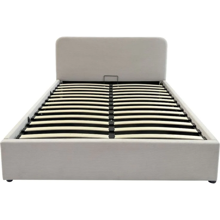 Casâme Bettkasten 140x190 cm mit Kopfteil bezogen mit beigem - LIVY - Beige – Bild 8