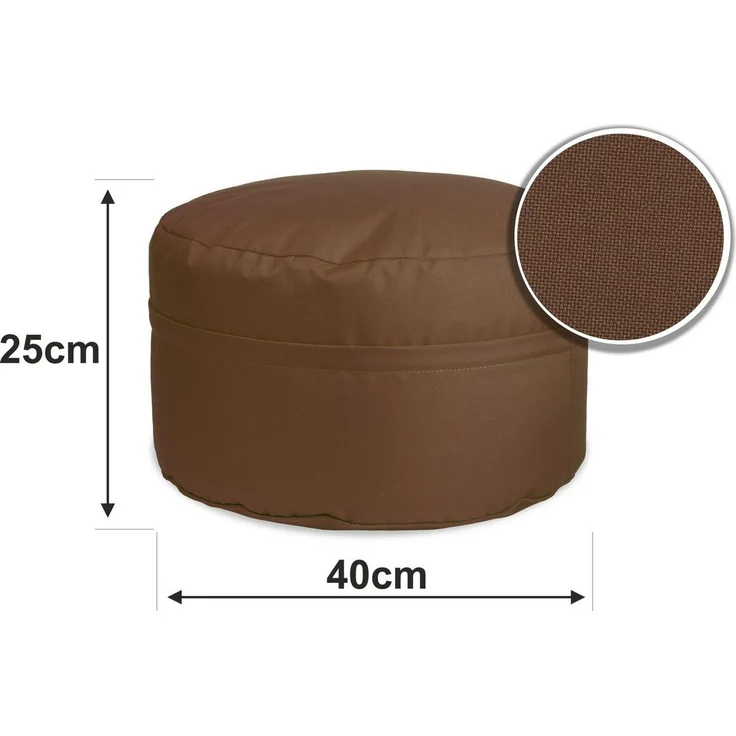 sunnypillow Sitzsack Runder Sitzpouf mit abnehmbarem Bezug, Sitzsack - Hocker rund 25 x 45 cm braun – Bild 2
