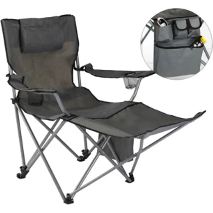 HI Luxus Campingstuhl mit Fußstütze Anthrazit 423912 – Bild 3