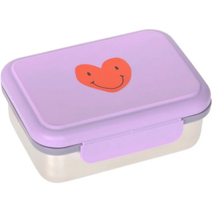 LÄSSIG Lunchbox Little Gang, Heart lilac, Edelstahl, Polyprophylen (PP), Silikon, (1-tlg) – Bild 4