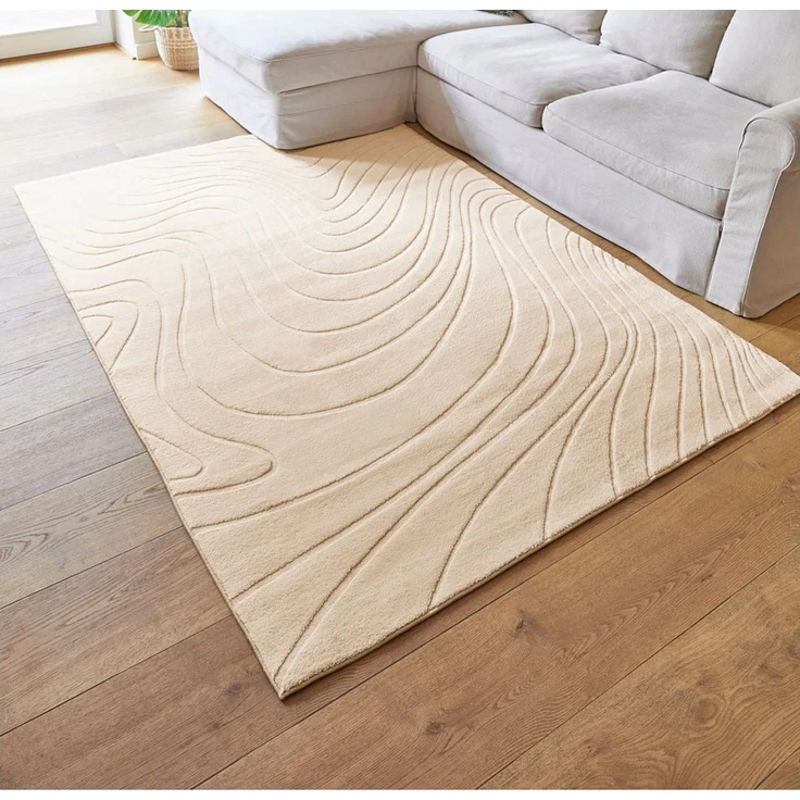 Andiamo Teppich Dale, rechteckig, Höhe: 10 mm, Uni Farben, Hoch-Tief-Struktur, Carving-Effekt, Wohnzimmer – Bild 5