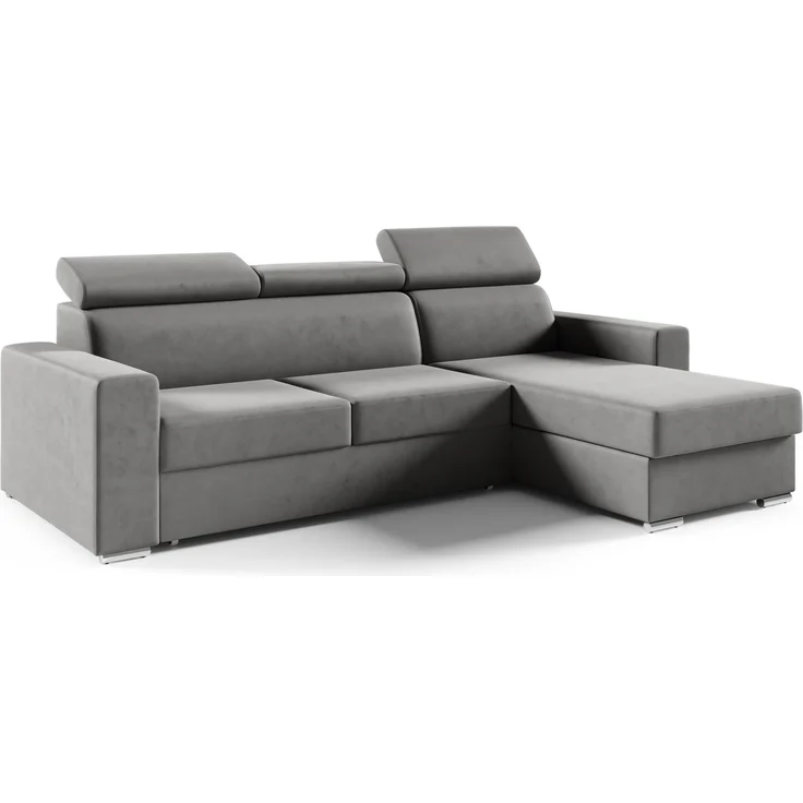 Ecksofa in L-Form NELA, L-förmige Eckcouch mit Schlaffunktion, ausziehbares Sofa, 1 Bettzeugbehälter, verstellbare Kopfstützen, (Kronos 15), 96x170 cm – Bild 1