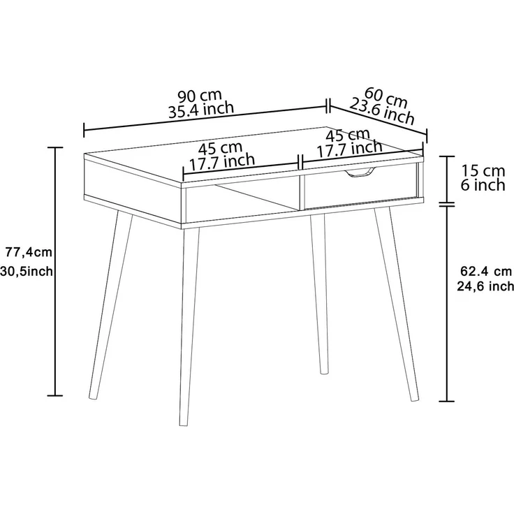 Skye Decor 'Offer - Antique Walnut, Wooden' Schreibtisch, Antik-Walnuss / Holz, 90 x 80 x 60 cm – Bild 6