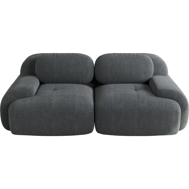 Loveseat-Sofa aus Cordstoff,modular kombinierbar mit geschwungenen Armlehnen und rutschfester Unterseite hochelastische Polsterung für Wohnzimmer Schlafzimmer und Heimkino,Cordstoff,Grey, – Bild 4