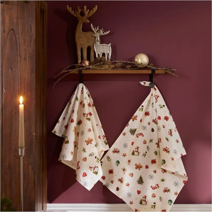 Erwin Müller Geschirrtuch Geschirrtuch "Noel" 2er-Pack, Baumwolle Motiv – Bild 2