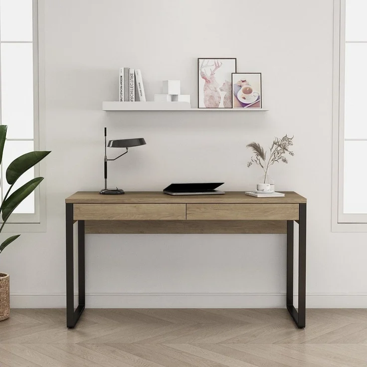 Places of Style Schreibtisch Moid, Computertisch im modernen Design, Breite 120/140/160 cm, mit Metallbeinen & Schublade – Bild 2