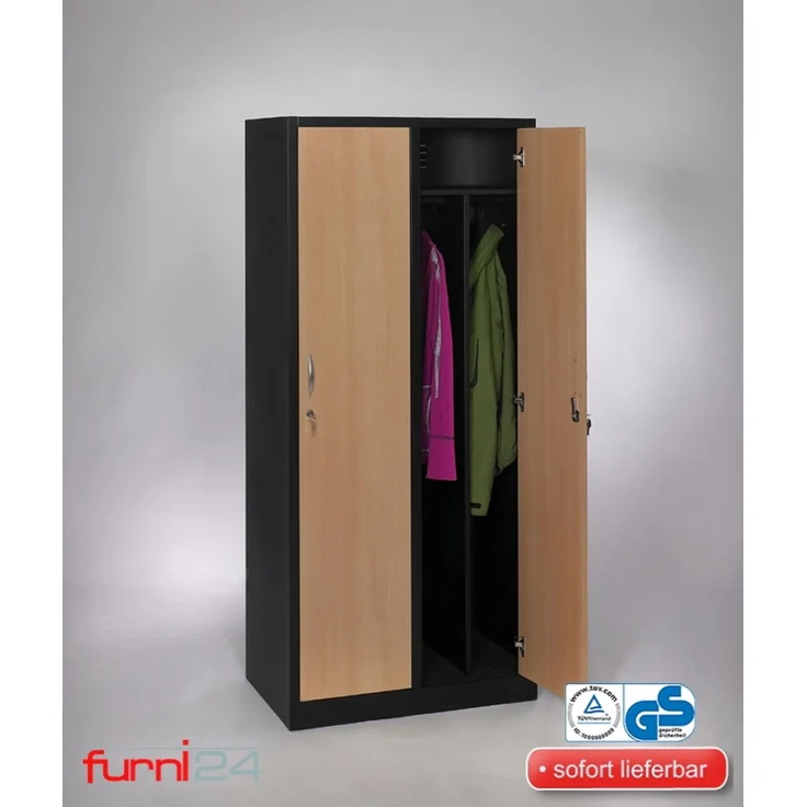 Garderobenschrank 2-türig schwarz/Buche Dekor – Bild 2