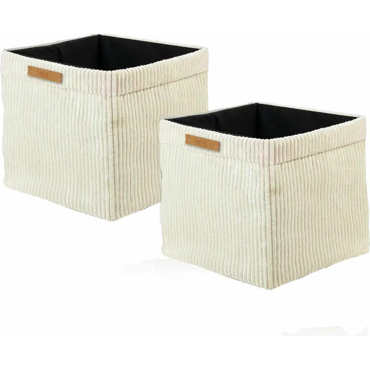 Lycce faltbare Aufbewahrungsbox, 2er Set - Cord, passend für Kallax Regal, abnehmbarer Bezug, robust, formstabil Vanille 31x33x33cm – Bild 1
