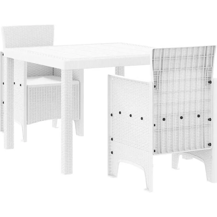 vidaXL Garten Essgruppe 3 pcs Weiß Polypropylen 3378682