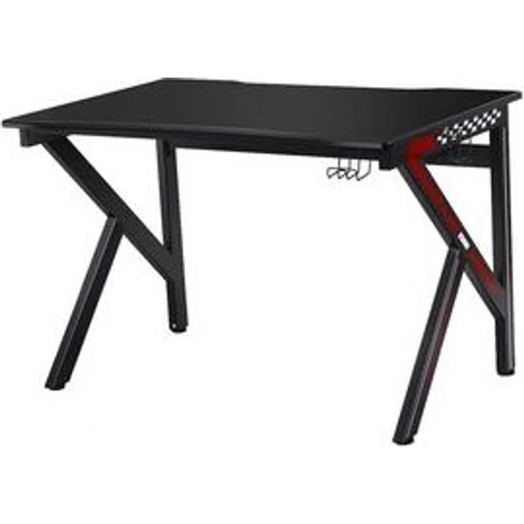 COSTWAY Gaming Tisch 115 cm, K-f?rmiger Gamingtisch mit Kopfh?rerhaken & Tassenhalter & Kabelmanagement, ergonomischer Computertisch mit verstellbaren Fü?en, Schreibtisch PC Tisch für E-Sport, Stahl – Bild 6