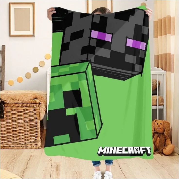 Kinderdecke Minecraft Gamer Decke, Polyester, 100x150 cm Creeper Design, Minecraft – Bild 2