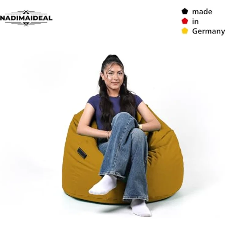 Nadimaideal Sitzsack Tropfenform Kastanie | Bodenkissen für Kinder & Erwachsene | Indoor & Outdoor | Gaming Sitzsack - Sitzkissen - Beanbag | Füllung EPS Perlen (Sand, XXL-Durchmesser 88 cm) – Bild 6
