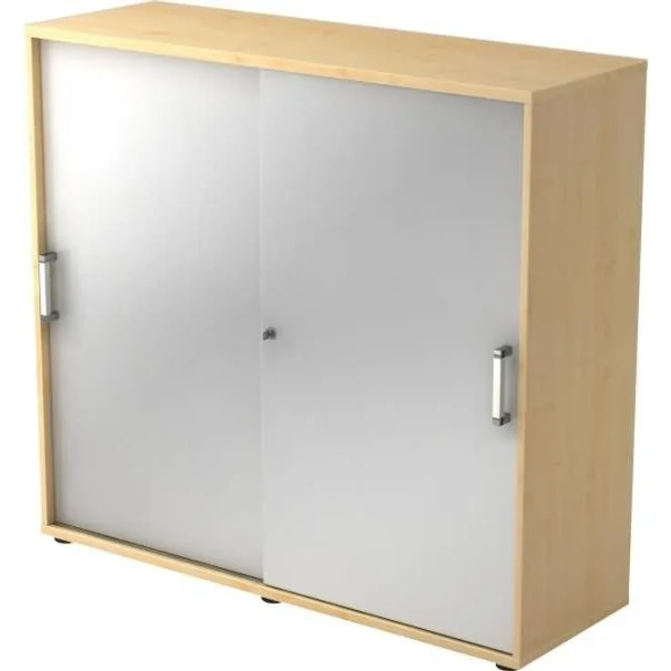 Schiebetürschrank 3 Ordnerhöhen, 120cm CE Ahorn / Silber