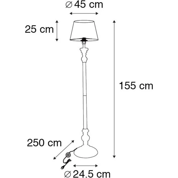 Qazqa Stehlampe Classico, ohne Leuchtmittel, E27, Schwarz, Klassisch / Antik, Holz, 1-flammig – Bild 2