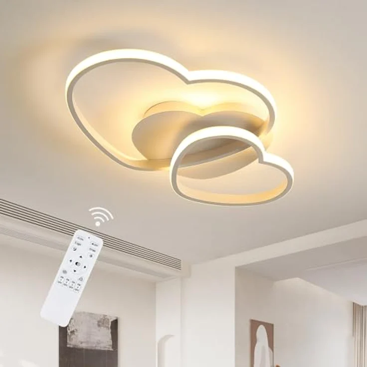 Goeco LED Deckenleuchte LED Herzleuchte, 40W, fernbedienbar dimmbar, mit dreifarbiger Dimmfunktion, weiß – Bild 2