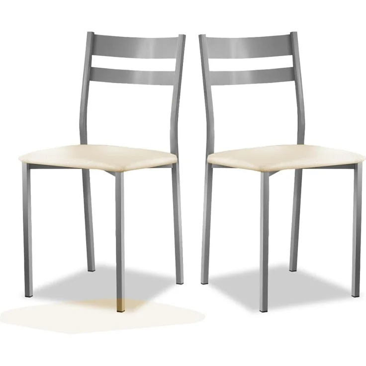 ASTIMESA Zwei Küchenstühle, Rückenlehne, Streifen, Beige
