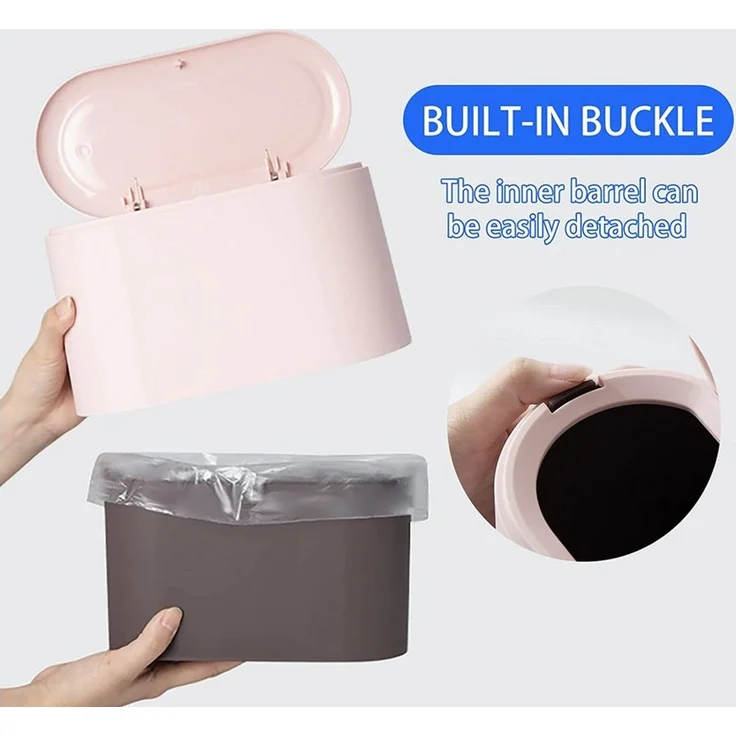 TUWENA Mülleimer Tischmülleimer mit Aufpoppen Deckel, 2L Mini Mülleimer Klein, Plastik – Bild 2