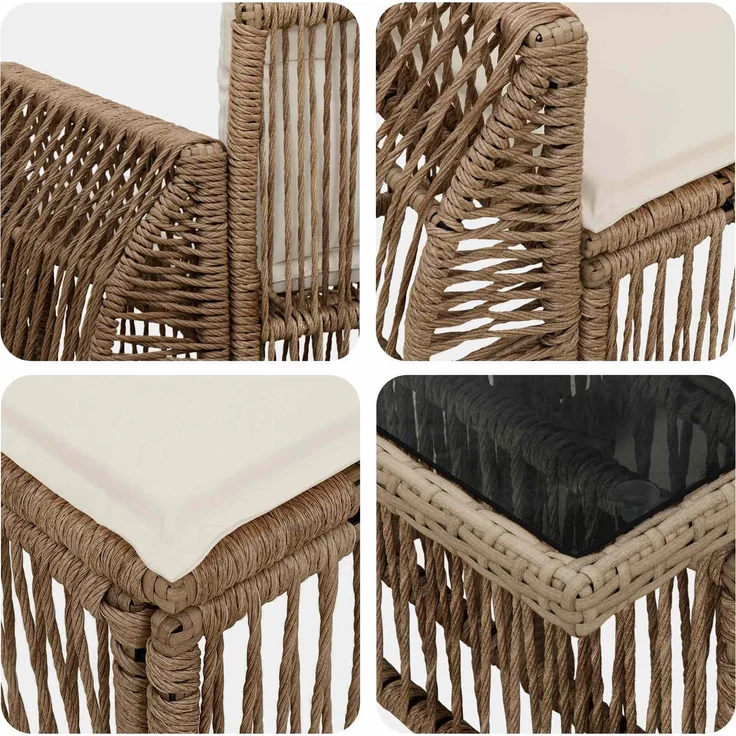 vidaXL Gartensofa-set 6 stk. Beige und Cremeweiß 100 x 55 x 73 cm 3436923 – Bild 7