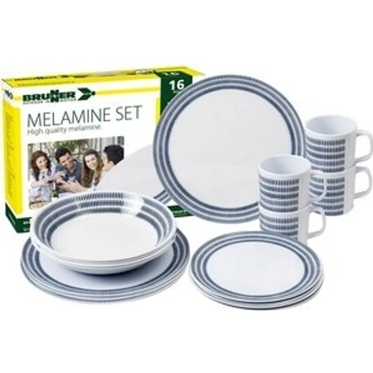BRUNNER Geschirr-Set Melamin Ess Geschirr Set Bluebay, Melamin, 16-teilig Camping Reise Teller Becher – Bild 4