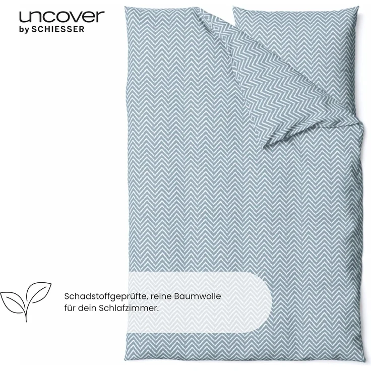 Uncover by Schiesser Bettwäscheset Grebur - Renforcé - 2-teilig - 135 x 200 cm - Hellblau – Bild 3