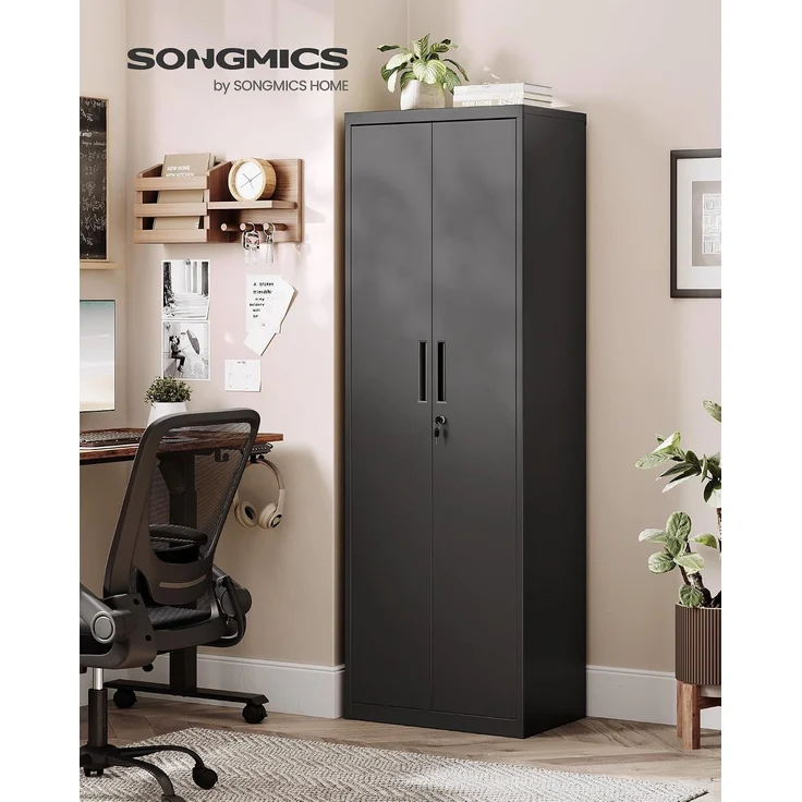 Songmics Aktenschrank mit 5 Ebenen, Stahl schwarz, 60 x 40 x 180 cm – Bild 2