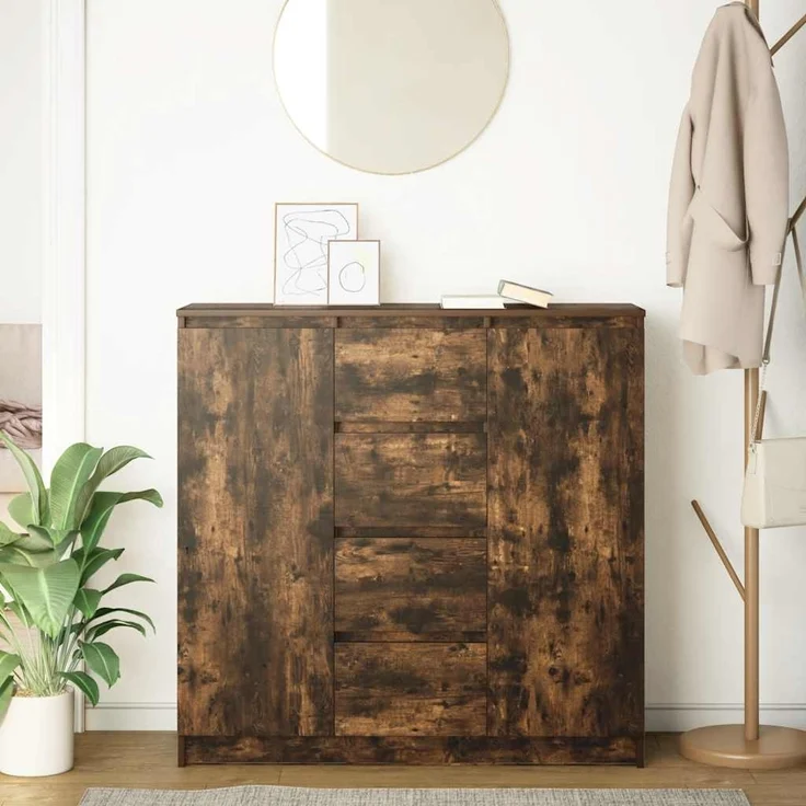 vidaXL Sideboard mit Schubladen Räuchereiche 100,5x35x98,5 cm 3328457 – Bild 2