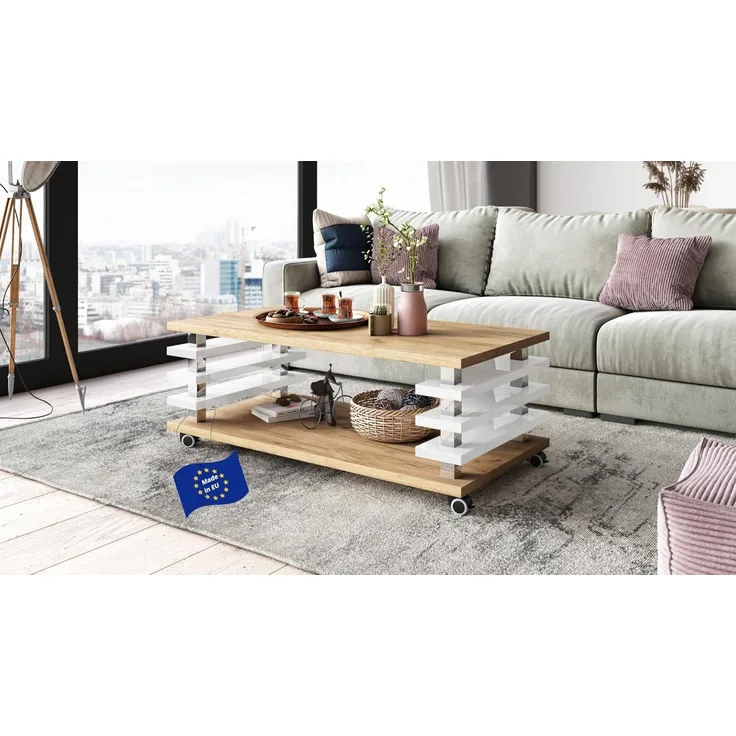 designimpex Couchtisch DC-3 Design Wohnzimmertisch Tisch mit / ohne Rollen