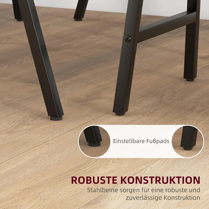HOMCOM Bargruppe Küchentisch, Bistrotisch mit 4 Stühlen, Bartisch Set für Küche, (Bartisch-Set, 5-tlg, 5-teiliges Bartisch-Set), Beige – Bild 5