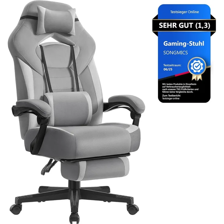 SONGMICS Gaming-Stuhl, Bürostuhl, Computerstuhl, ergonomisches Design, mit Fußstütze