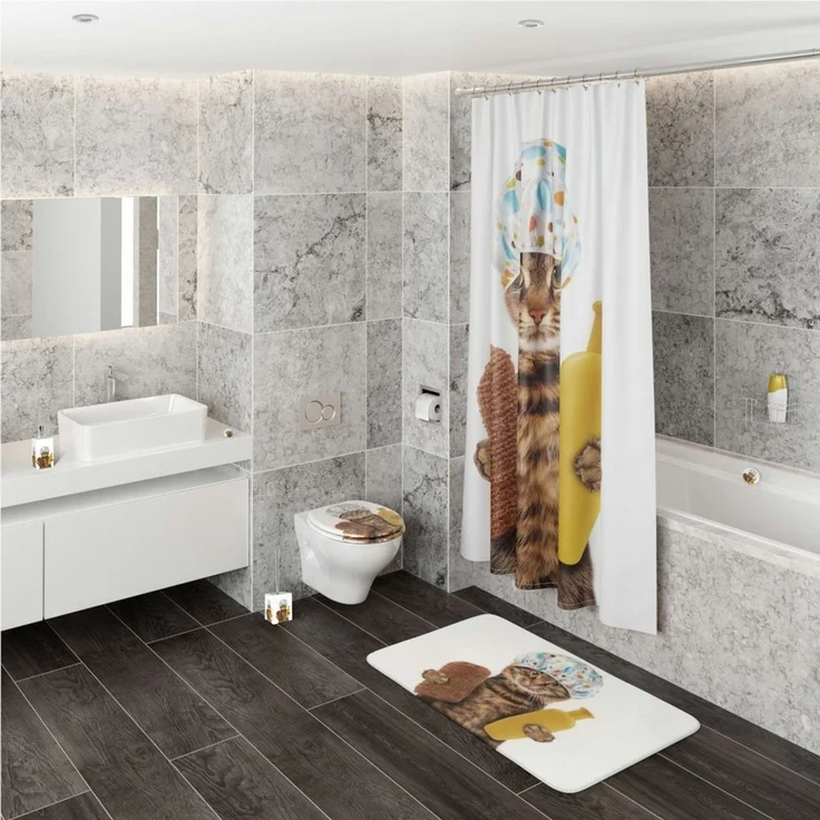 Sanilo Badematte Shower Cat, 50 x 80 cm, sehr weich, rutschfest, waschbar und schnelltrocknend, 100% Polyester – Bild 2